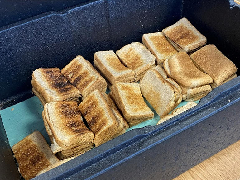 Slices of buttered toast